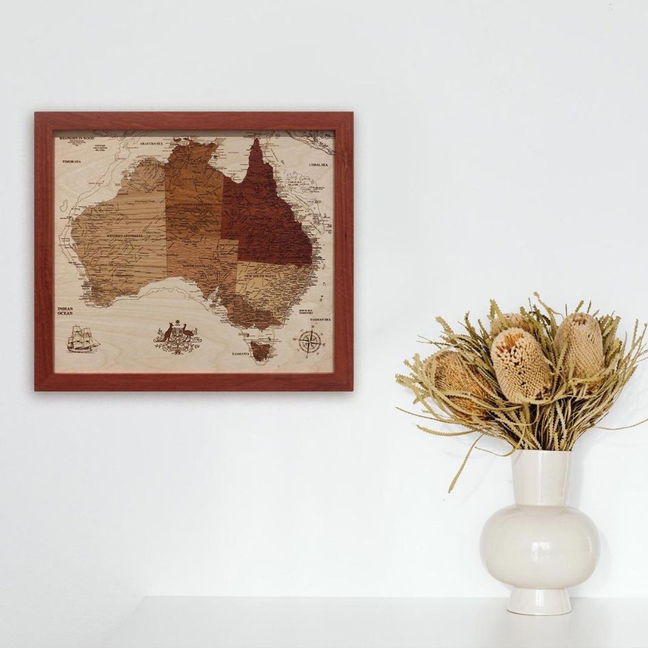 The Aussie Battler Wooden Map | Australian Made - Contemporary Co Australian Made Gift Store