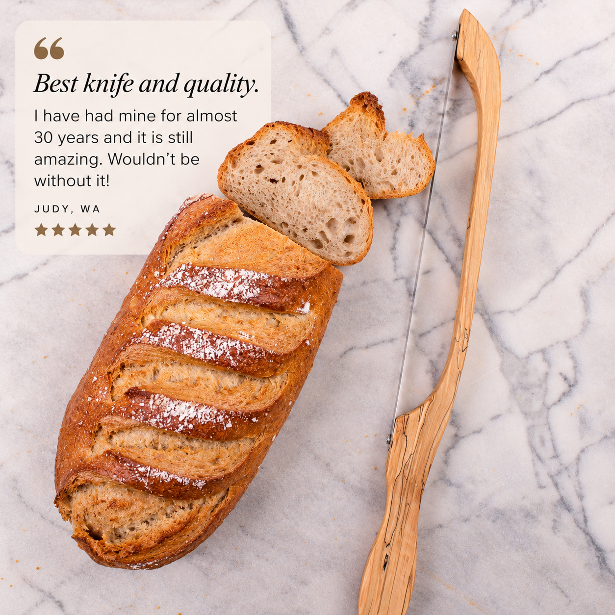 Original Fiddle Bow Bread Knife – Handmade in Tasmania since 1999