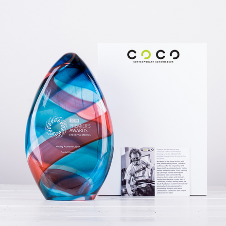 Australian Made Glass Flame trophy – contemporary glass corporate award
