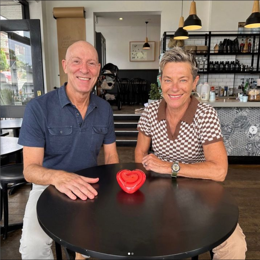 Presentation of a handcrafted Australian-made Glass Heart Corporate Award at the Support Act Music Awards, showcasing custom engraved corporate recognition.