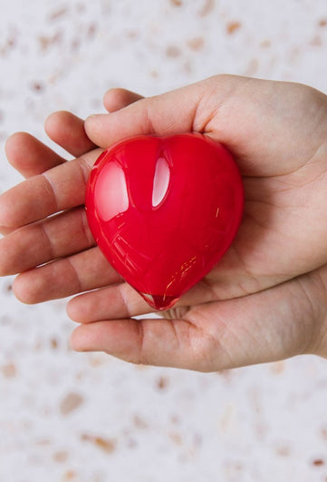 Red Glass Heart | Art sculpture – handmade Australian glass artwork