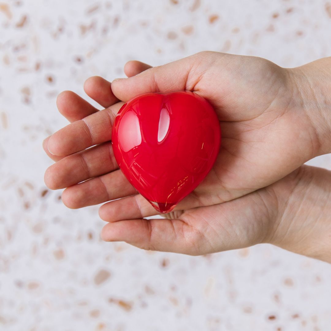 Red Glass Heart | Art sculpture – handmade Australian glass artwork