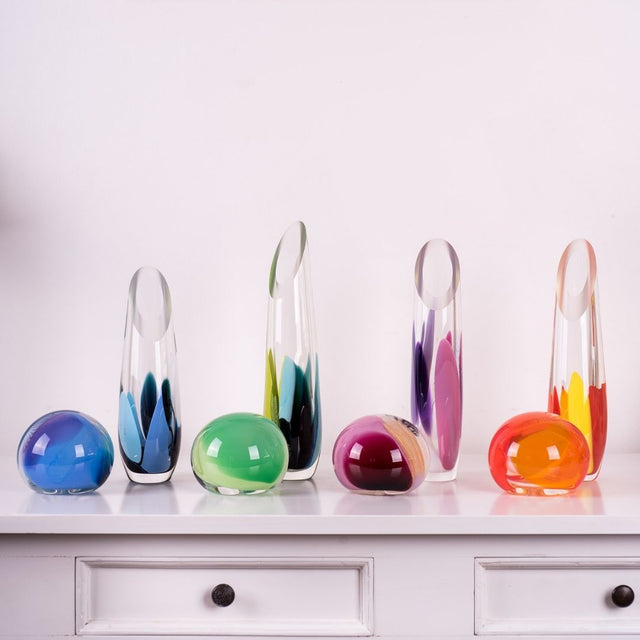Colourful Pink Glass Posy Collection | Vase and Paperweight | Australian Homewares Made By Nicole Ayliffe - 