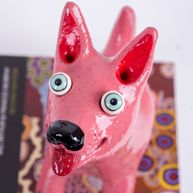 Pink Dog Art Sculpture | Handmade by Elodie Barker | Australian Ceramics - CoCo Contemporary Connoisseur Gift Store