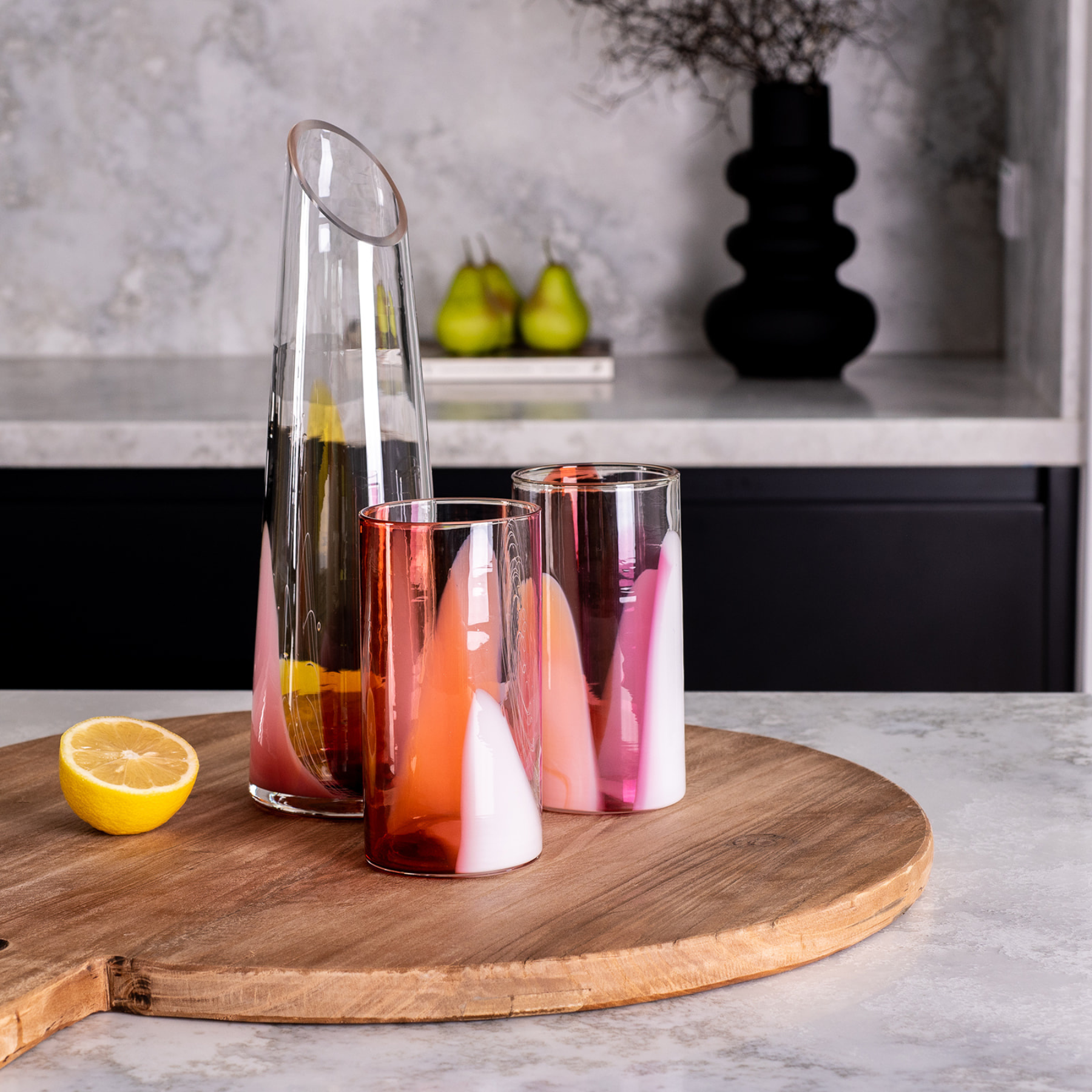 Handblown Glass Chic Pink Carafe + Tumbler Set | Australian Made by Nicole Ayliffe