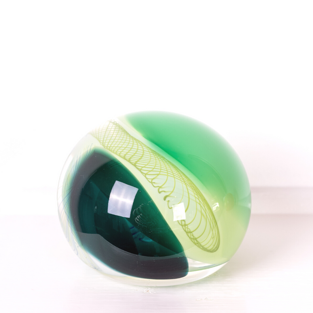 Handmade glass paperweight greenPosy – Australian art for coffee table styling
