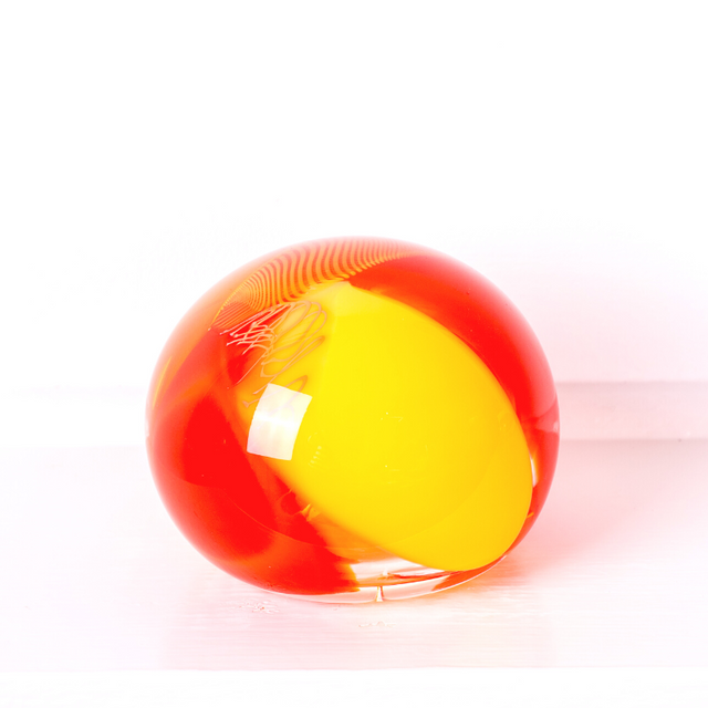 Handmade glass paperweight Orange Posy – Australian art for coffee table styling