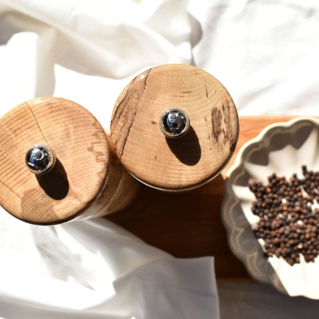 Australian made salt and pepper grinders, Tasmanian timber handcrafted design