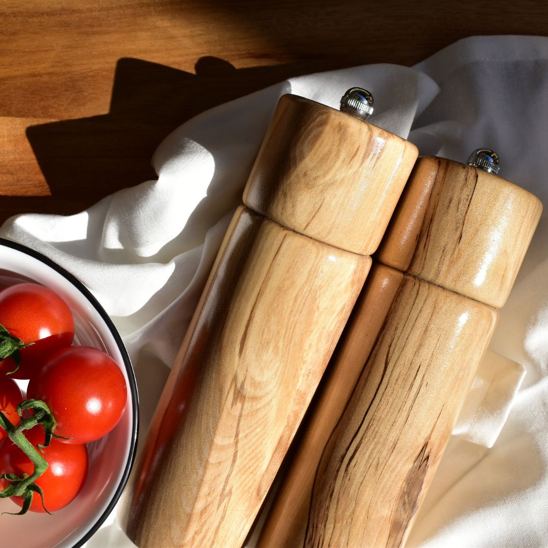 Australian made salt and pepper grinders, Tasmanian timber handcrafted design