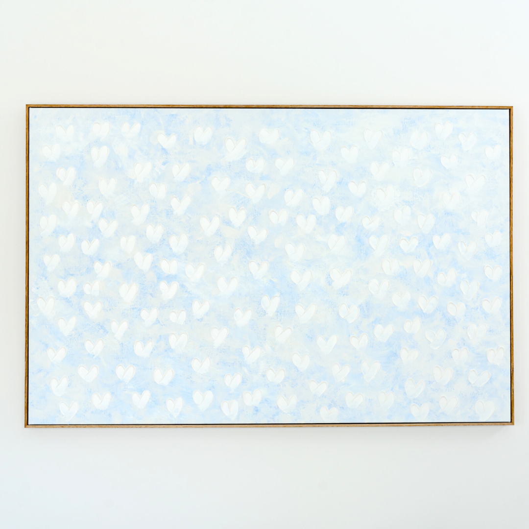 Stephanie Ockenden | Blue with White Hearts Australian Wall Art The Block