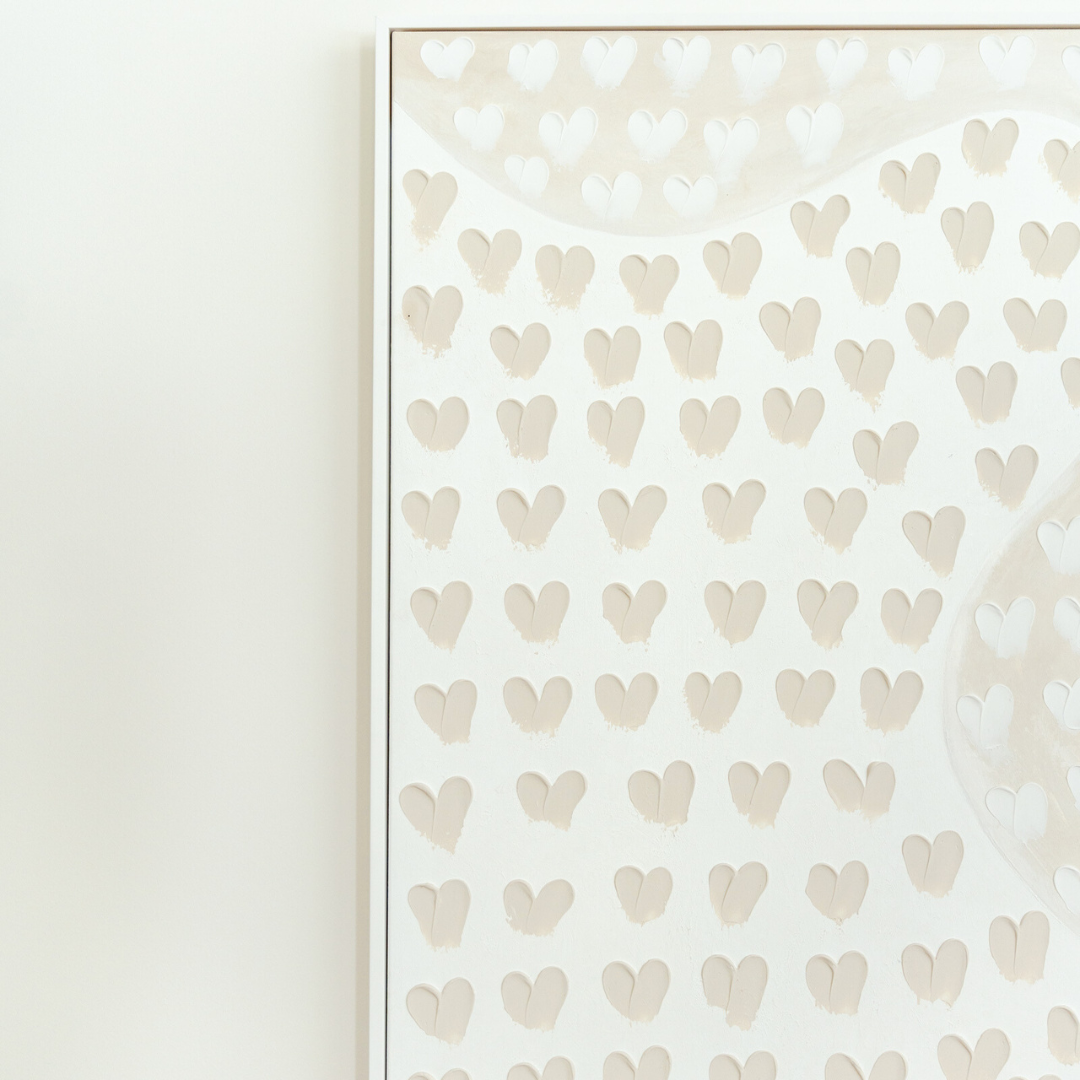 Stephanie Ockenden | Curved White and Nude Hearts Wall Art Australian Made the Block