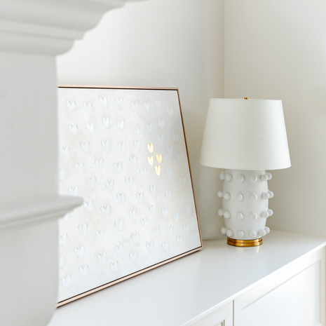 Stephanie Ockenden | Nude and White with Four Gold Hearts Wall Art Australian Made the Block