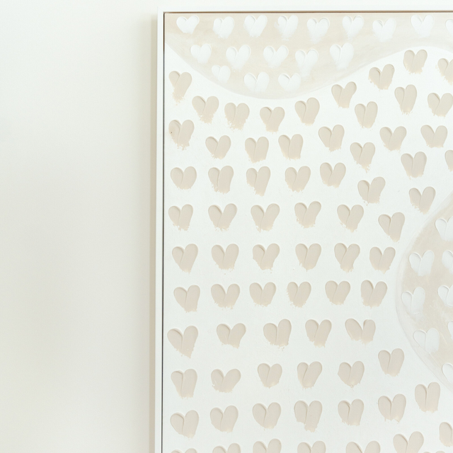 Stephanie Ockenden | Curved White and Nude Hearts Wall Art Australian Made the Block
