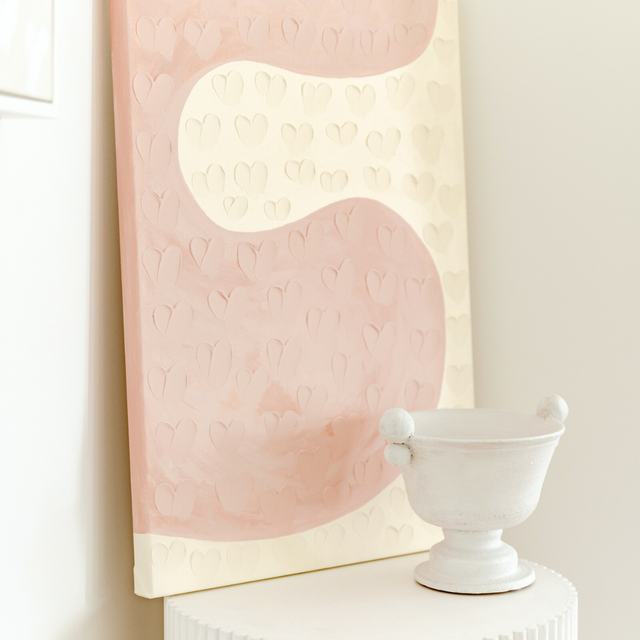 Stephanie Ockenden | Curved Pink and Cream Hearts Australian Wall Art 