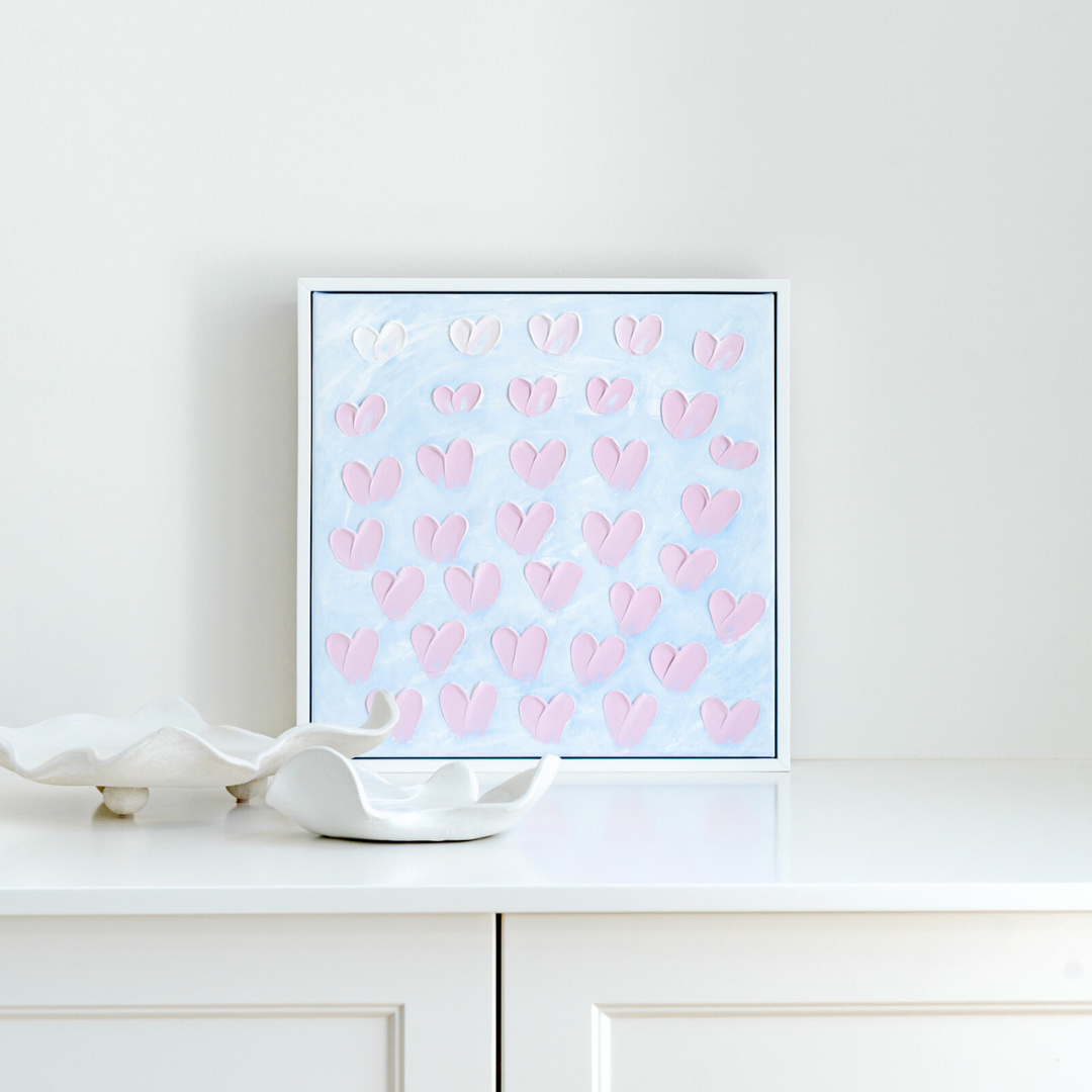 Ombre Love – original artwork by Stephanie Ockenden, Adelaide artist pink and blue hearts 