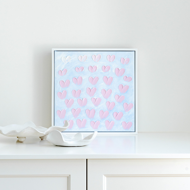 Ombre Love – original artwork by Stephanie Ockenden, Adelaide artist pink and blue hearts 