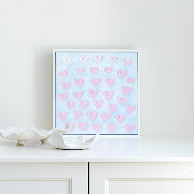 Ombre Love – original artwork by Stephanie Ockenden, Adelaide artist pink and blue hearts 