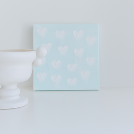 Stephanie Ockenden | Yellow / Seafoam / Nude with White Hearts wall art australia 