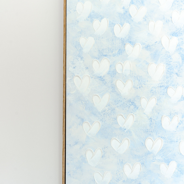 Stephanie Ockenden | Blue with White Hearts Australian Wall Art The Block