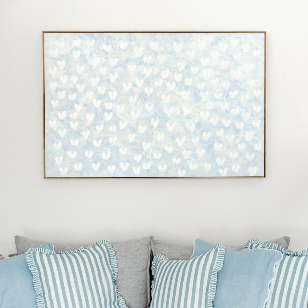 Stephanie Ockenden | Blue with White Hearts Australian Wall Art The Block