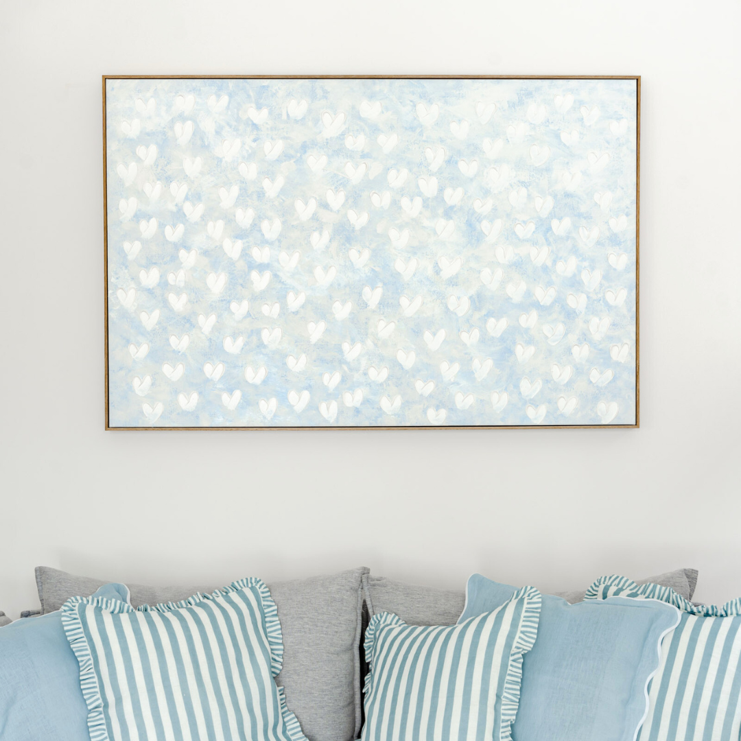 Stephanie Ockenden | Blue with White Hearts DRAFT - Contemporary Co Australian Made Gift Store