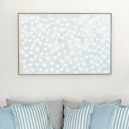 Stephanie Ockenden | Blue with White Hearts Australian Wall Art The Block