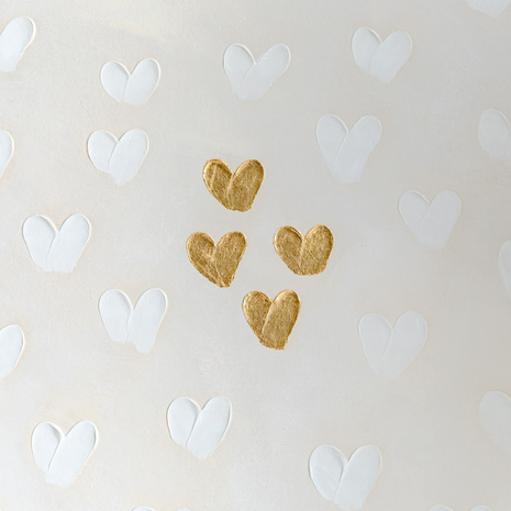 Stephanie Ockenden | Nude and White with Four Gold Hearts Wall Art Australian Made the Block