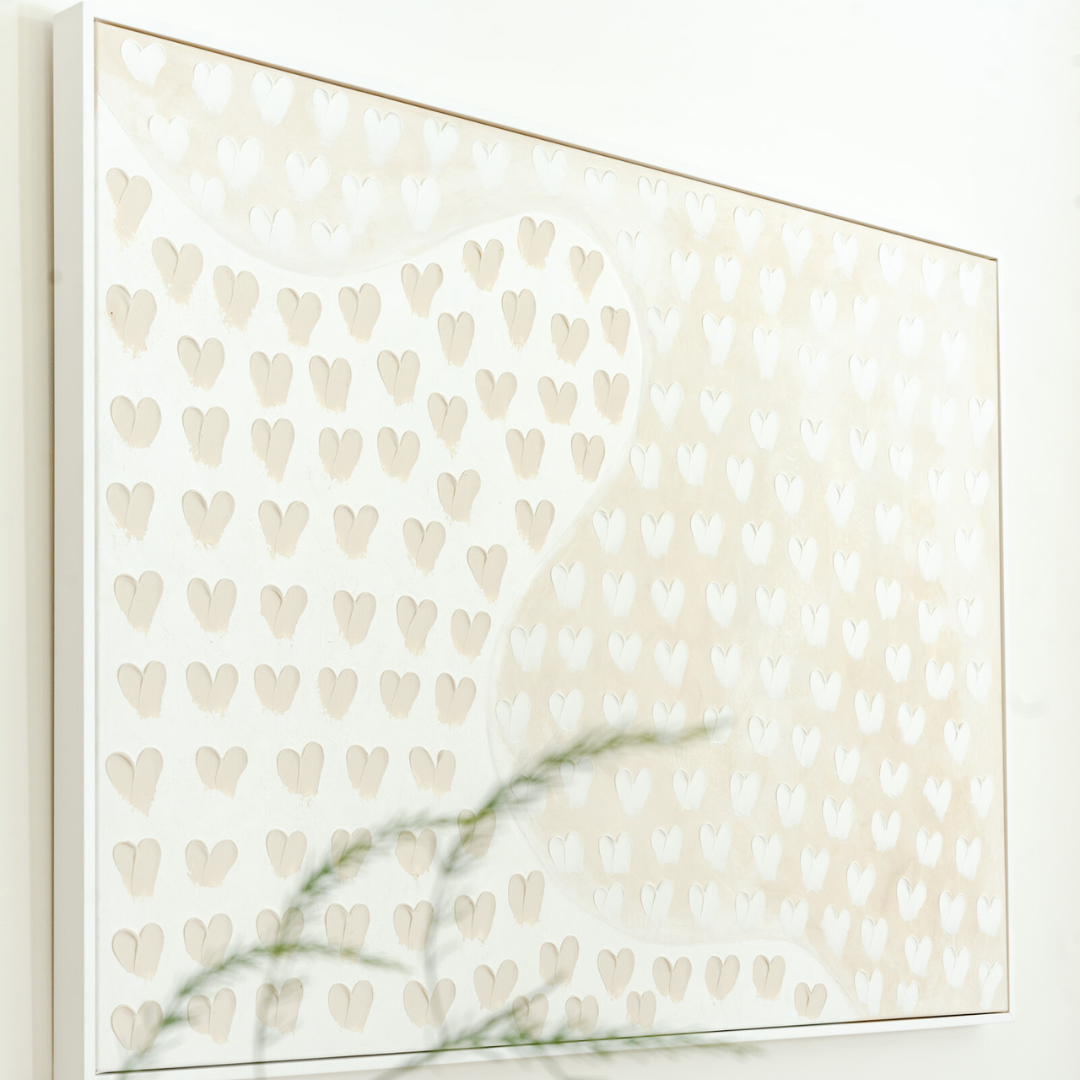 Stephanie Ockenden | Curved White and Nude Hearts Wall Art Australian Made the Block