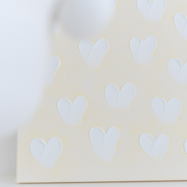 Stephanie Ockenden | Yellow / Seafoam / Nude with White Hearts wall art australia 