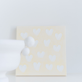 Stephanie Ockenden | Yellow / Seafoam / Nude with White Hearts wall art australia 