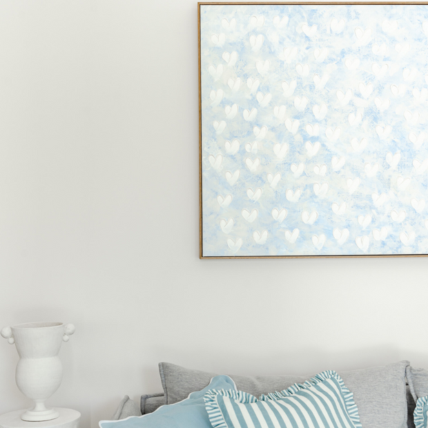 Stephanie Ockenden | Blue with White Hearts Australian Wall Art The Block