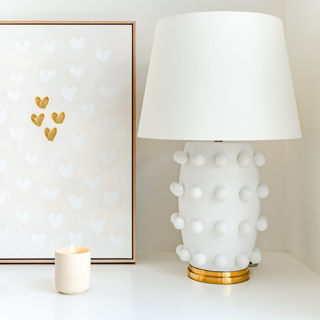 Stephanie Ockenden | Nude and White with Four Gold Hearts Wall Art Australian Made the Block