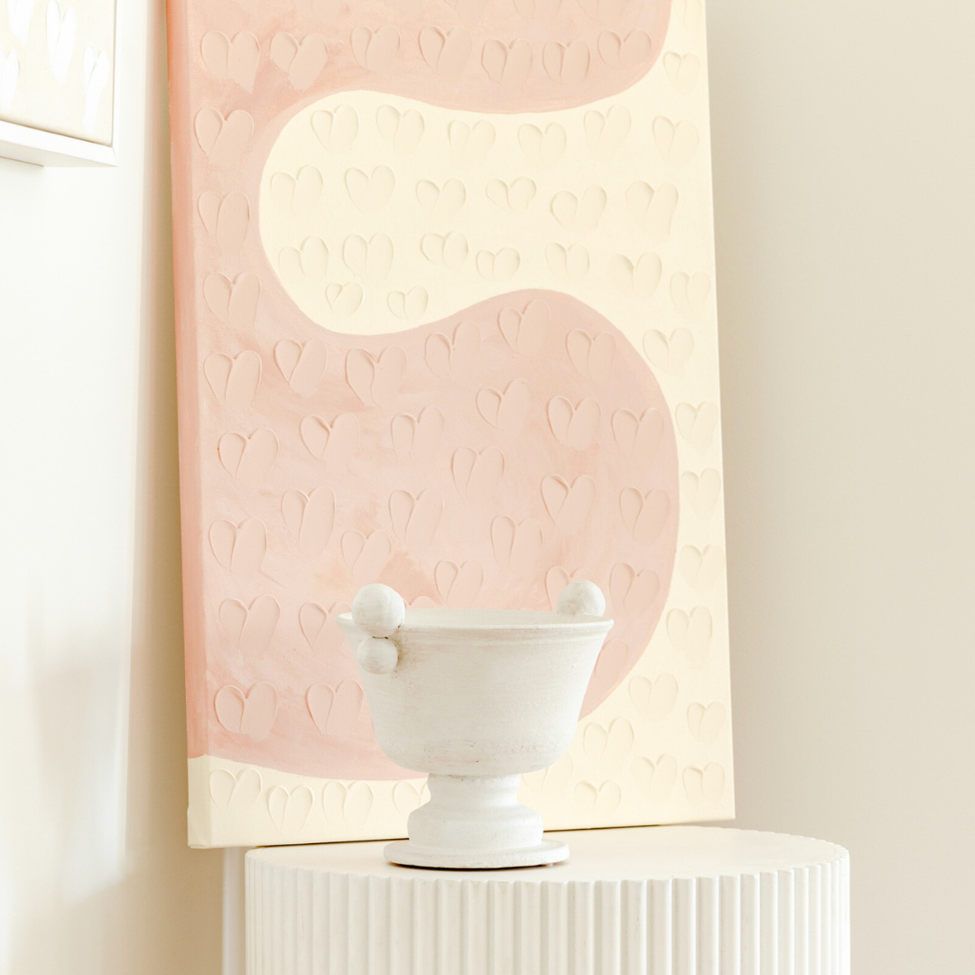 Stephanie Ockenden | Curved Pink and Cream Hearts Australian Wall Art 