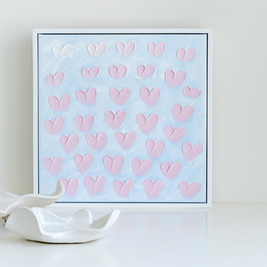 Ombre Love – original artwork by Stephanie Ockenden, Adelaide artist pink and blue hearts 