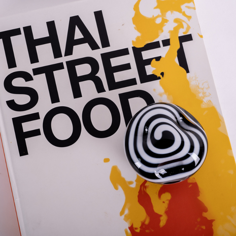 Bon Bon paperweight black and white swirl – handmade Australian glass décor