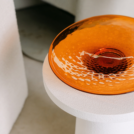 Amber Gold Circle of Hope glass artwork by Llewelyn Ash, available through Contemporary Co