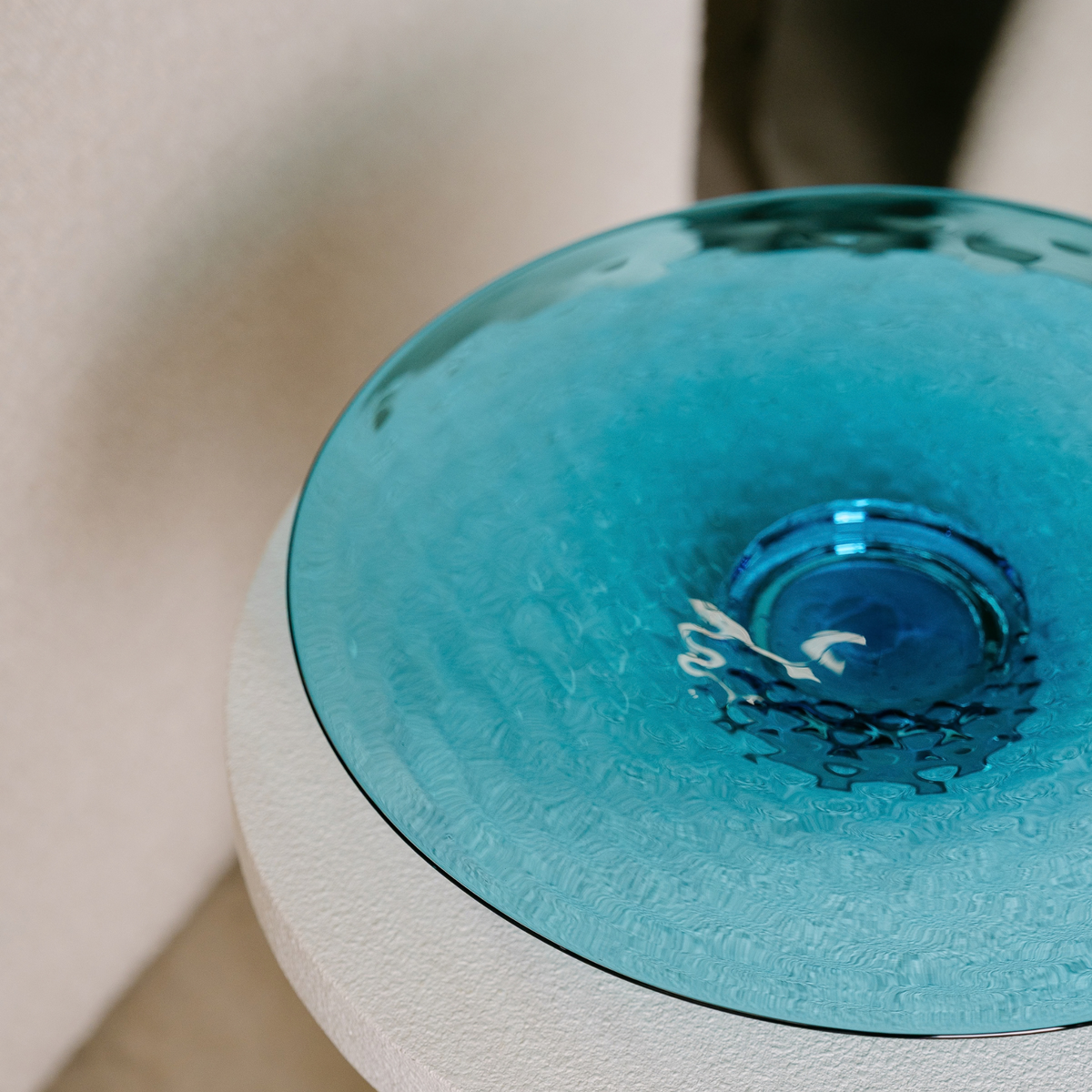 The Circle of Hope Sapphire Blue handblown glass plate by Llewelyn Ash for The Sapphire Project