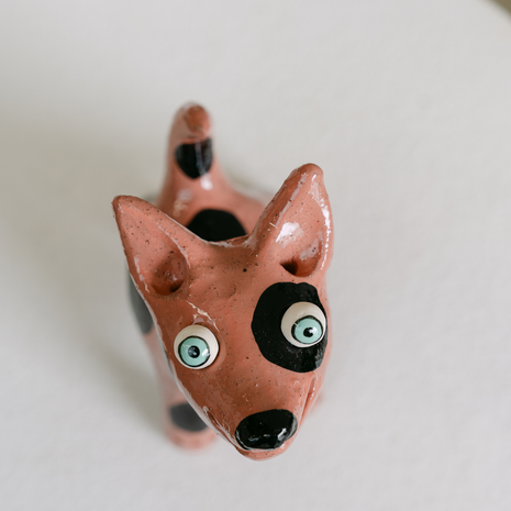 Brown Spotted Ceramic Dog Art | Handmade by Elodie Barker