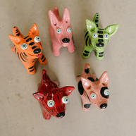 Orange with Black Stripes Ceramic Dog | Handmade by Elodie Barker