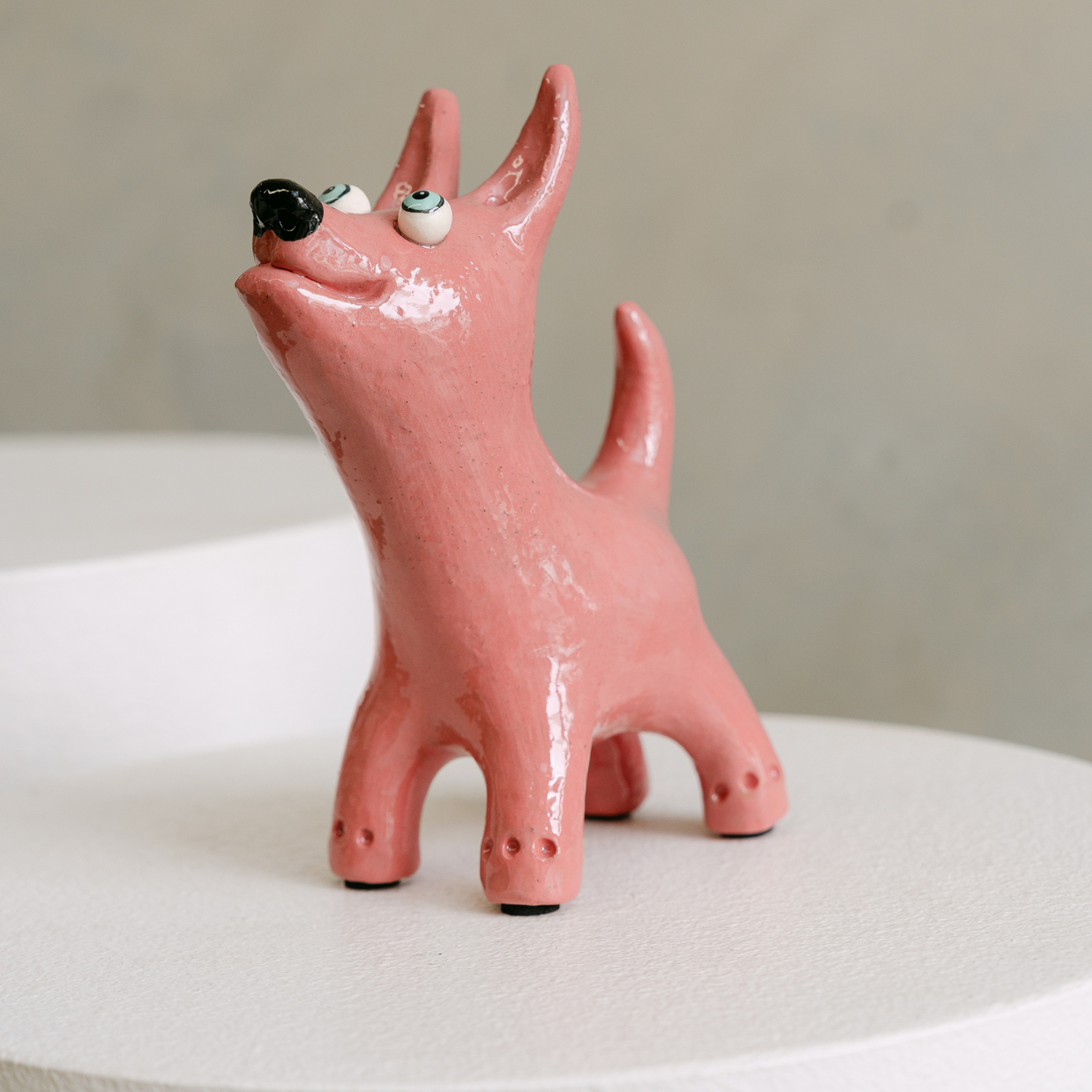 Pink Dog Art Sculpture | Handmade Ceramic by Elodie Barker