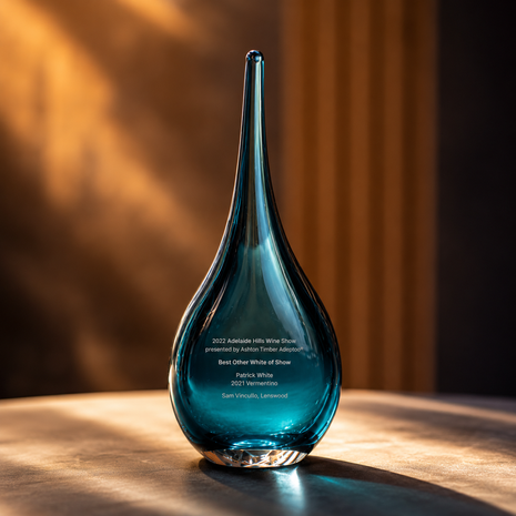 Flow Award handblown Australian-made glass corporate award with custom engraving