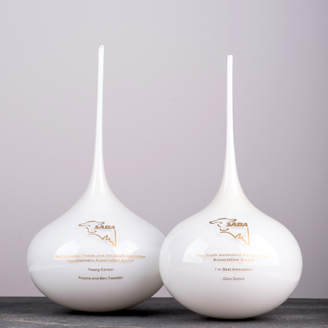 Large Lucky Drop glass award – handblown corporate award Australia by Llewelyn Ash