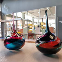 Lucky Drop glass award - handmade corporate service award in Australia - multicolour handblown glass by Llewelyn Ash