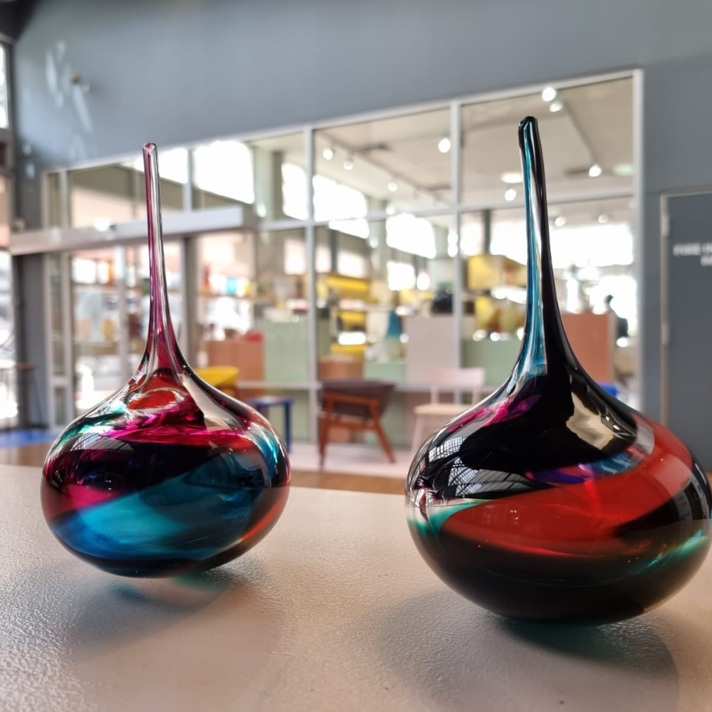 Lucky Drop glass award - handmade corporate service award in Australia - multicolour handblown glass by Llewelyn Ash