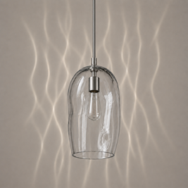 Marea I amber handblown glass pendant light switched off showing the natural glass colour.