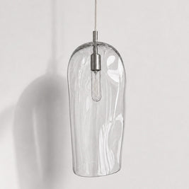 Large Marea Clear Australian made handblown glass pendant light by Contemporary Co with stainless steel fitting, shown unlit.