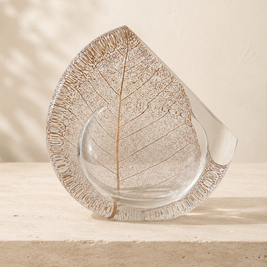 Mini Engraved Optical Landscape – Gold Bodhi Leaf By Nicole Ayliffe
