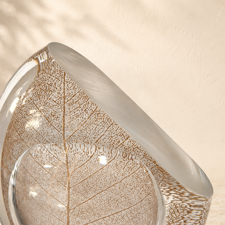 Mini Engraved Optical Landscape – Gold Bodhi Leaf By Nicole Ayliffe