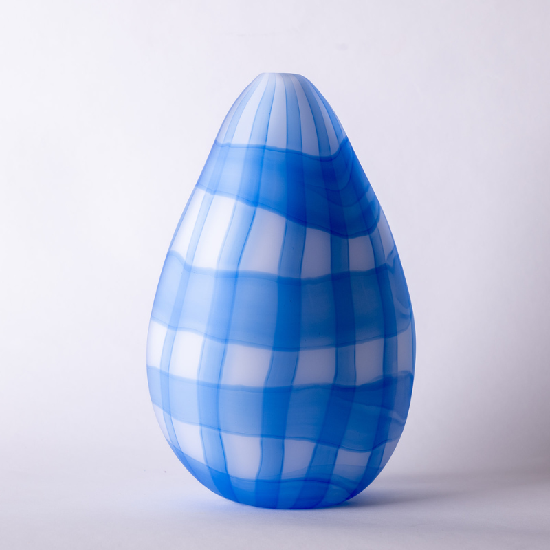 Blue Glass Gingham Festive Series – Christmas décor handmade by Bailey Donovan | CoCo Contemporary Connoisseur Gift Store