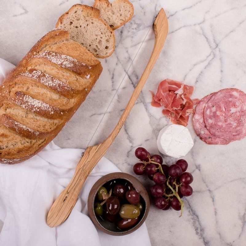 Australian Made wooden Fiddle Bow bread knife – handcrafted for sourdough lovers